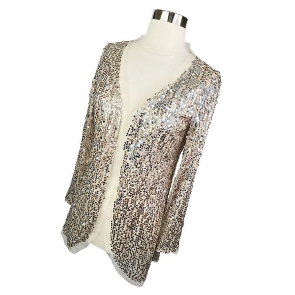Joyfolie x Mia Joy Michaela Vintage Gold Sequin Cardigan - Size Small - Picture 3 of 9
